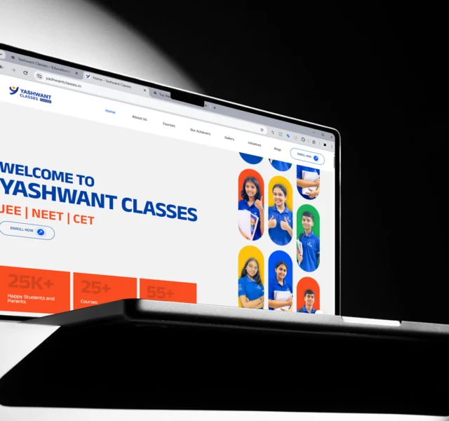 Modern educational website design for Yashwant Classes by Thinkster, featuring bright student imagery, bold typography, and intuitive enrollment CTAs for JEE, NEET, and CET courses.