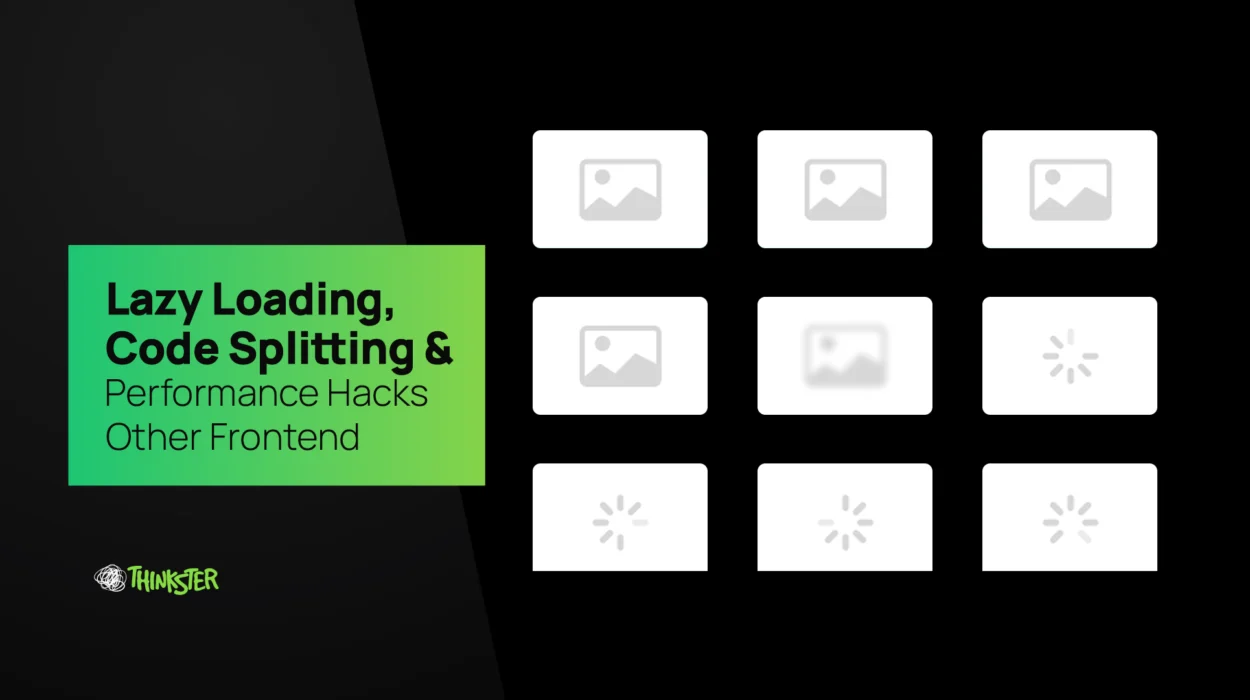 A web performance concept visual showing image placeholders and loading animations — representing lazy loading, code splitting, and frontend optimization techniques used by Thinkster to enhance website speed and user experience.