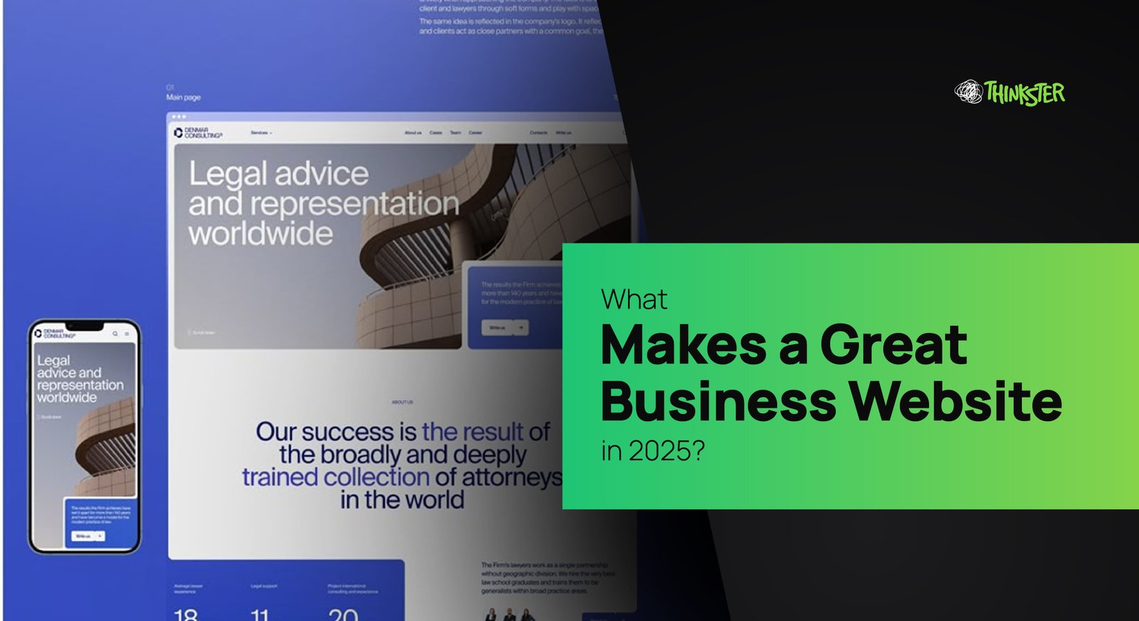 Illustration showcasing features of a great business website in 2025