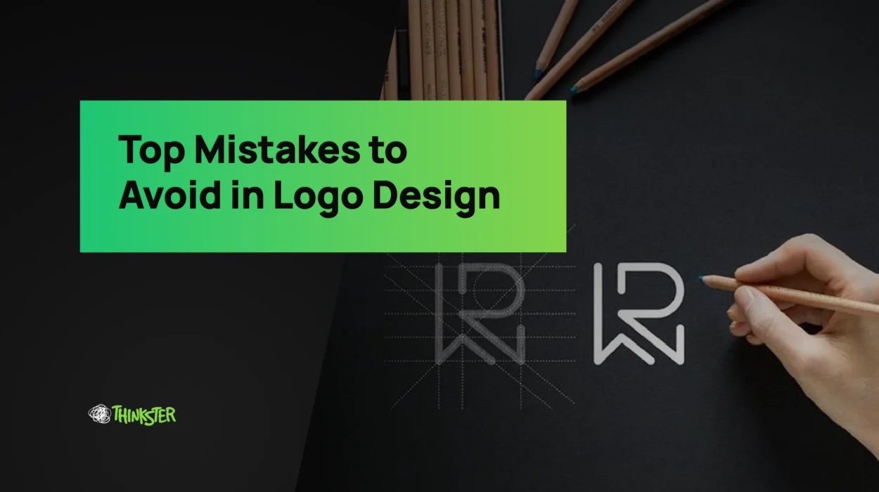 Designer sketching a minimalist geometric logo concept with pencil on black paper — symbolizing precision, creativity, and strategic design, representing Thinkster’s expertise in professional logo design and brand identity development.