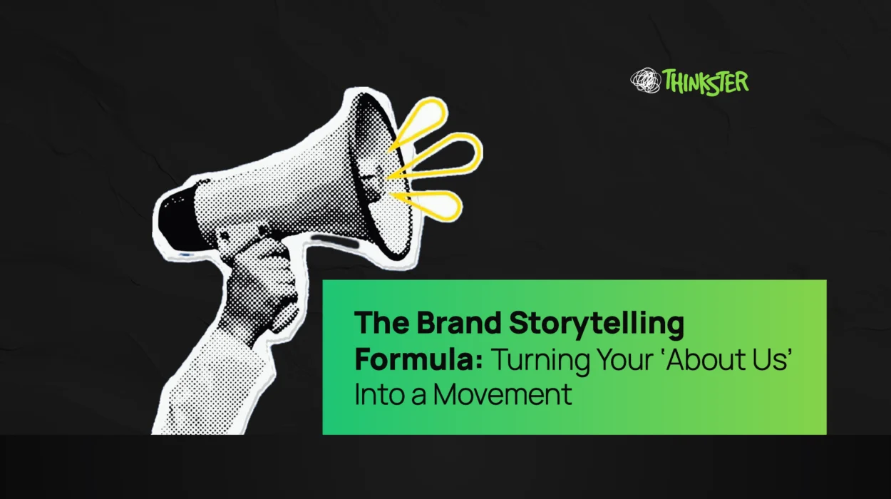 Illustration of a hand holding a megaphone with bold graphic accents, symbolizing powerful brand storytelling and audience communication — representing Thinkster’s creative approach to branding and narrative strategy.