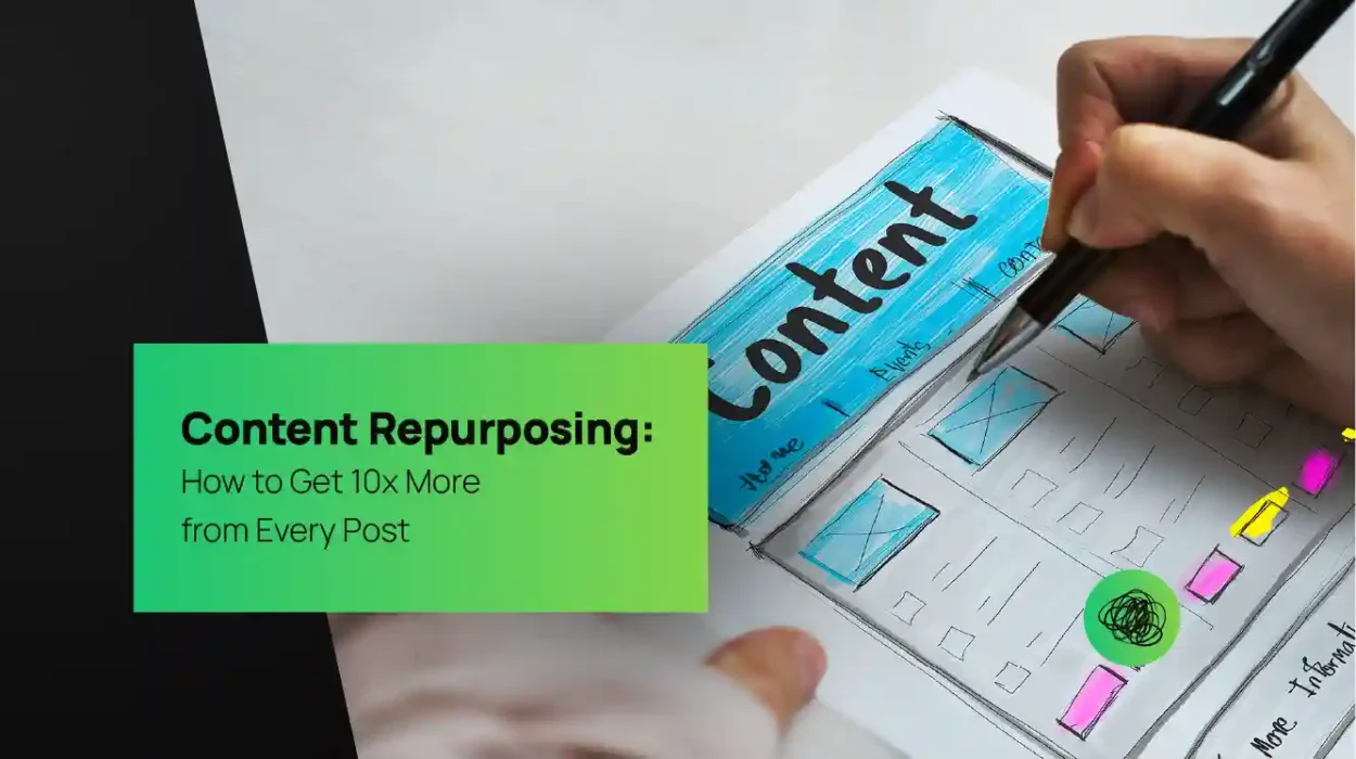 Person sketching a content layout with colored highlights on paper — symbolizing creative content repurposing, strategic marketing planning, and multi-platform storytelling by Thinkster, a digital marketing agency in India.