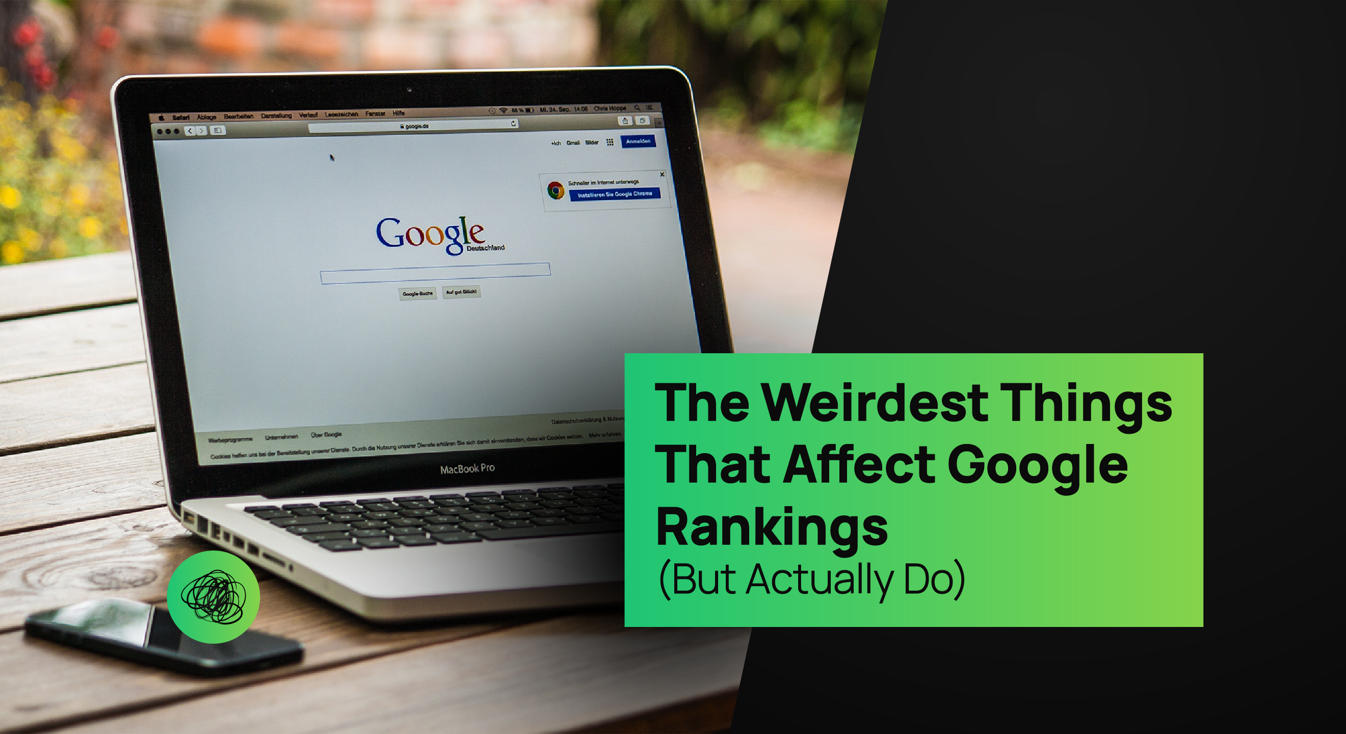 Laptop displaying the Google search homepage — representing search engine optimization, ranking factors, and digital marketing insights by Thinkster India.