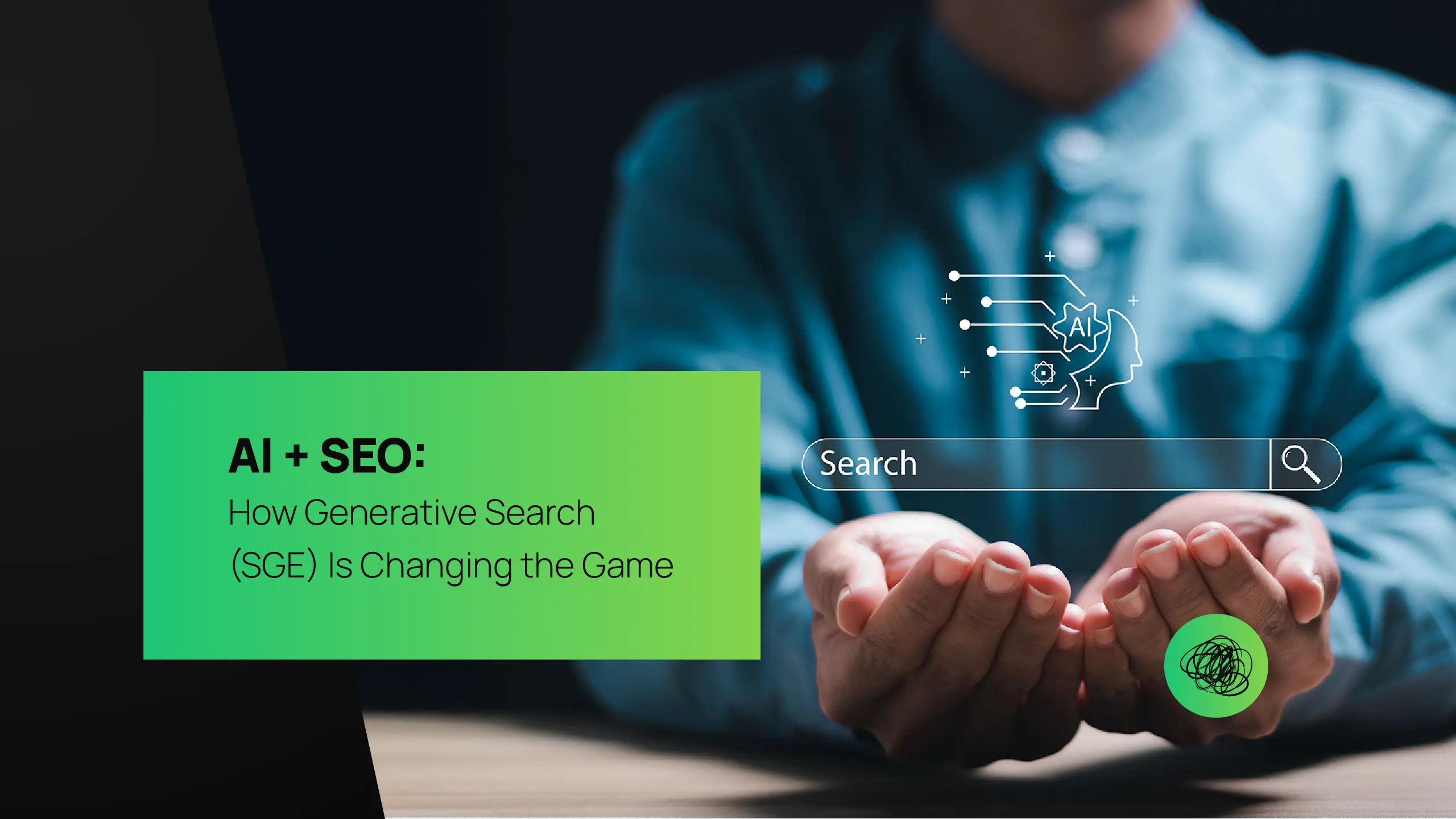 Illustration showing AI and SEO integration—two digital profiles connected by data and technology—symbolizing the evolution of intelligent, data-driven marketing.