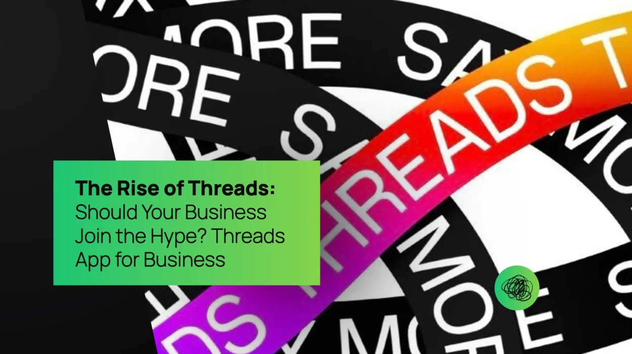 Vibrant 3D ribbons displaying the word “Threads” in bold typography, symbolizing the dynamic rise of Meta’s Threads app and its growing role in digital brand communication.