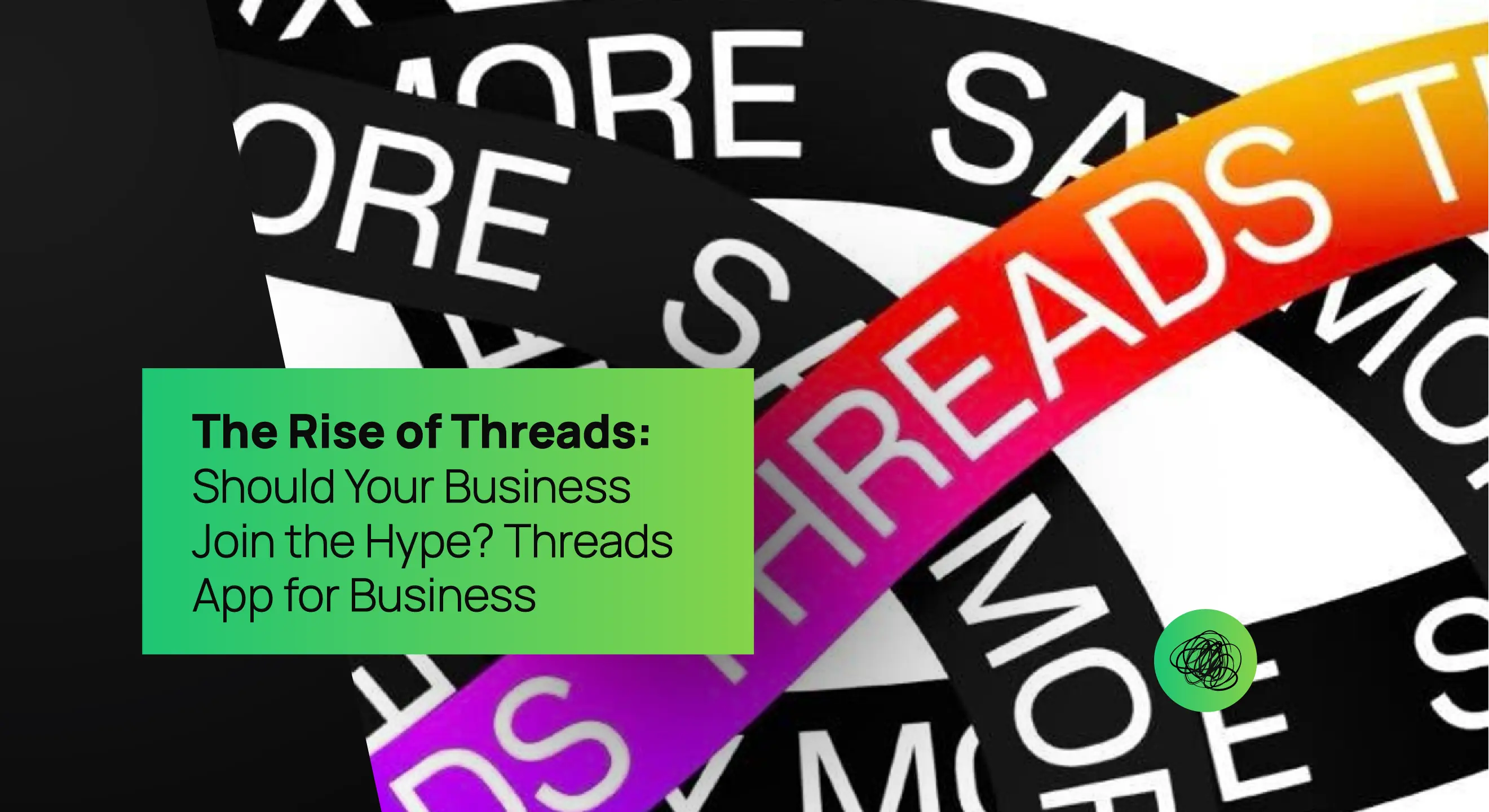 Vibrant 3D ribbons displaying the word “Threads” in bold typography, symbolizing the dynamic rise of Meta’s Threads app and its growing role in digital brand communication.