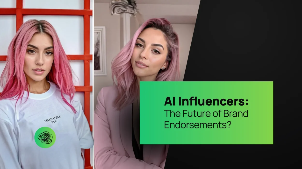 AI-generated influencer with pink hair posing confidently, representing the future of digital brand endorsements and virtual influencer marketing.
